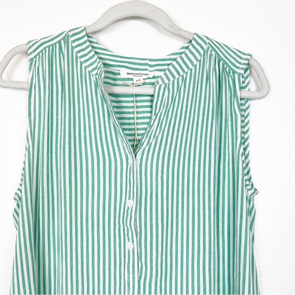 Beach Lunch Lounge Kammara Sleeveless Top Green & White Striped Size Small NWT - Picture 2 of 10